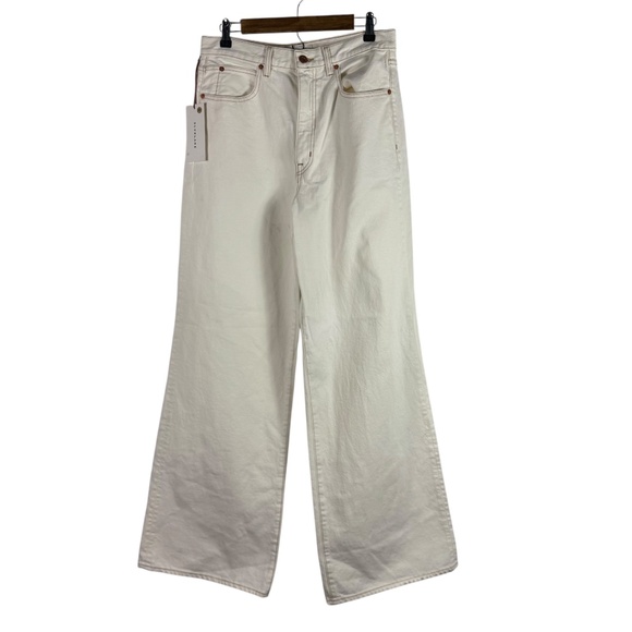 NWT SLVRLAKE Grace High Waist Wide Leg Ecru Premium Denim Jeans Size 30 RT $269 - Picture 1 of 6